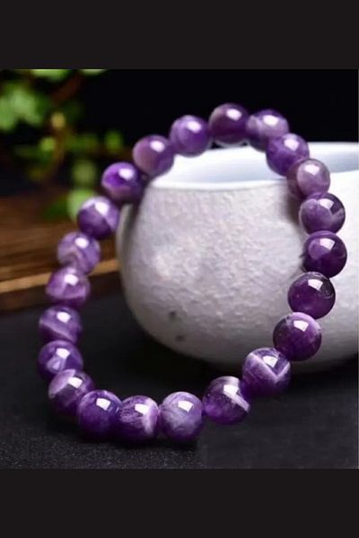 NBS Beautiful Naturel Stones Unisex Amethyst Natural Stone Bracelet 8 mm