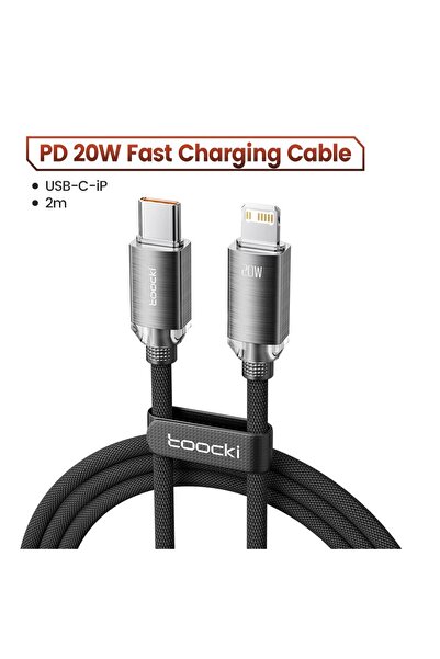 Toocki 1m Grey 1PCS USB C to Lighting Cable for iPhone 14 13 12 11 Pro Max Mi...