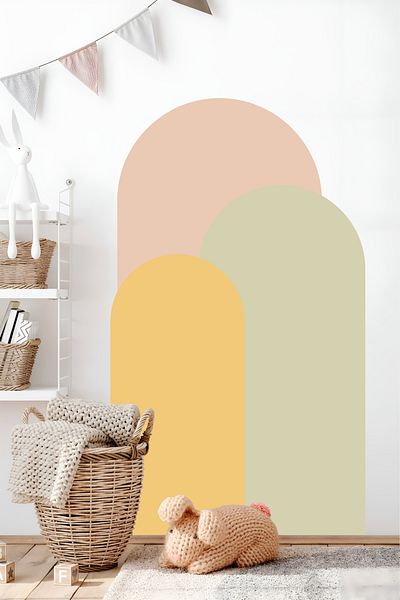 Grafikup Autocolant de perete oval boem - Autocolant de perete Boho din 3 piese