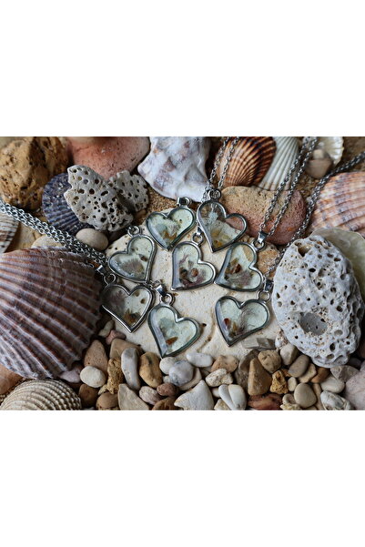 Tabiart Deniz Kabuklu Denizaltı Konseptli El Yapımı Kolye, Kalp Çerçeve (MEDİUM SİZE) (1 ADET)
