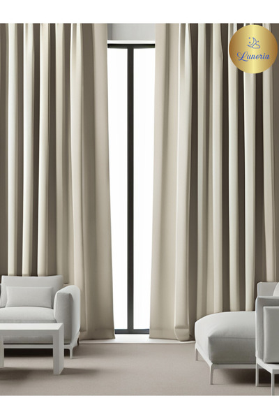 Lunoria Beige - Ekstraforlu Blackout Bej Fon Perde Güneşlik