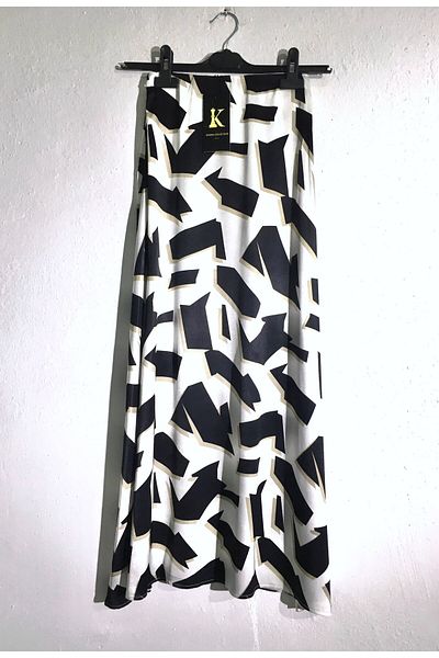 Kahra Collection Fusta din satin cu model geometric de 80 cm
