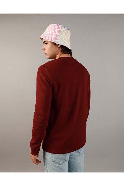 AMERICAN EAGLE بدلة رياضية حرارية بأكمام طويلة وشعار AE
