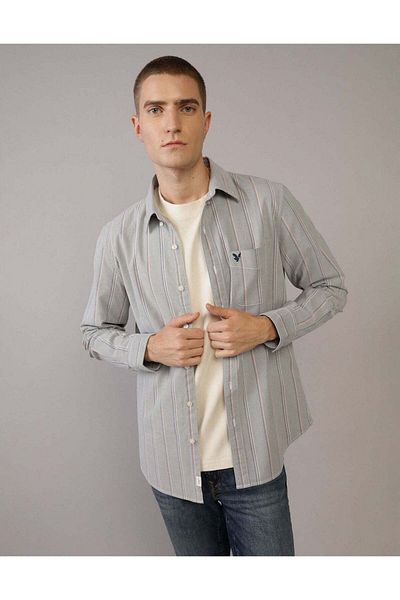 AMERICAN EAGLE AE Striped Slim Fit Oxford Button-Up Shirt