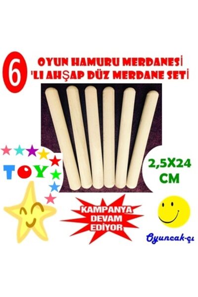 Toy Oyuncak Okul Öncesi مجموعة صلصال خشبية مكونة من 6 أسطوانات مسطحة 24 سم × ...