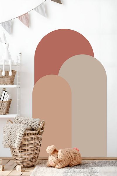 Grafikup Autocolant de perete oval boem - Autocolant de perete Boho din 3 piese