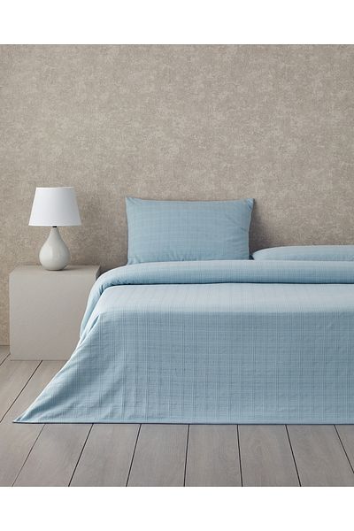 English Home Breezy Cotton Plaid Double Duvet Cover Set 200X220 cm Blue