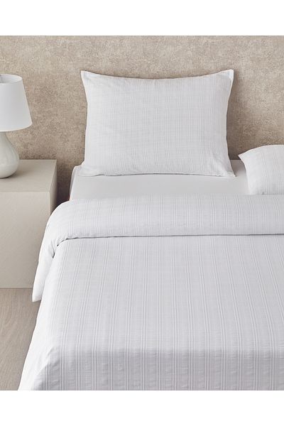 English Home Breezy Cotton Plaid Double Duvet Cover Set 200X220 cm White