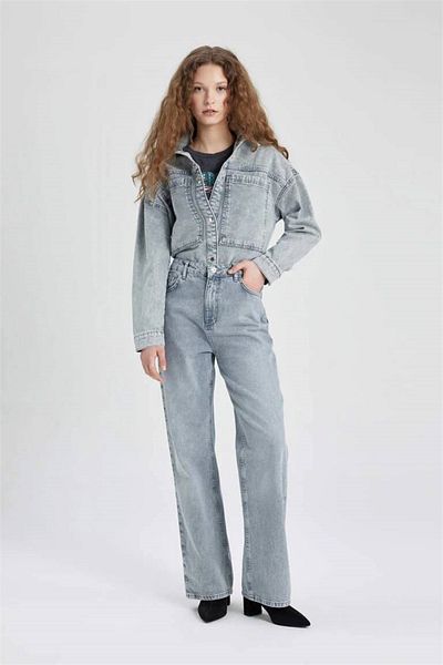 DeFacto Jeanshemdjacke mit Taschen und Druckknopfverschluss B9315ax24sp