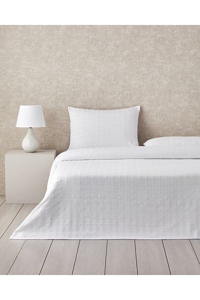 English Home Breezy Cotton Plaid Double Duvet Cover Set 200X220 cm White