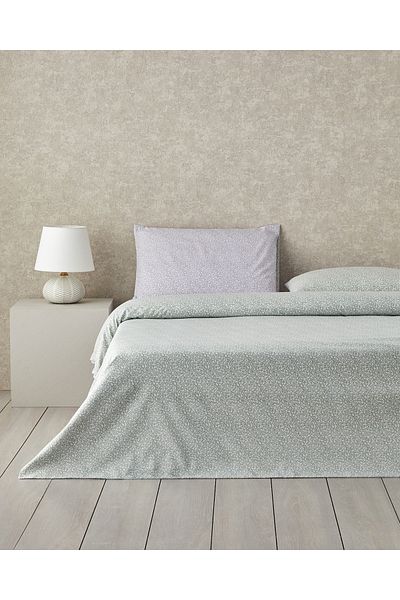 English Home Lush Blooms Easy Iron Poszewka na kołdrę pojedynczą 160x220 cm Liliowo-Zielony