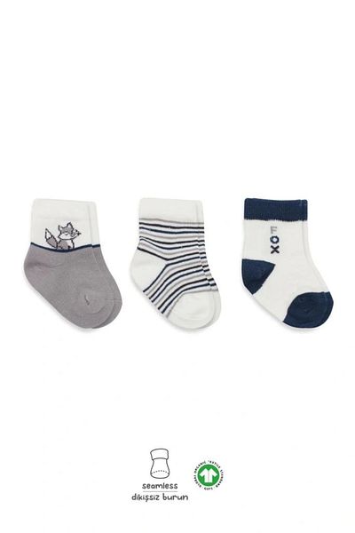 Eng Nessiworld Bistyle 3-Piece Combed Cotton Socks Bs10109 Gray