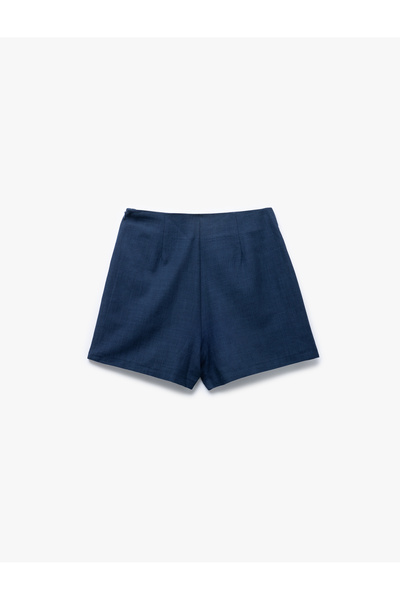 Koton Linen Blended Double Breasted Mini Shorts Skirt