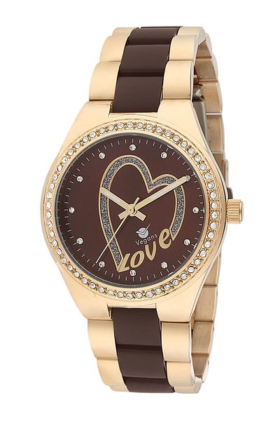 Vegans 11214 Heart Patterned Steel Cord Women's Wristwatch