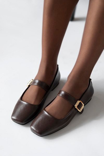 STRASWANS Women's Belt - Wrinkled Leather Ballerina Brown Import