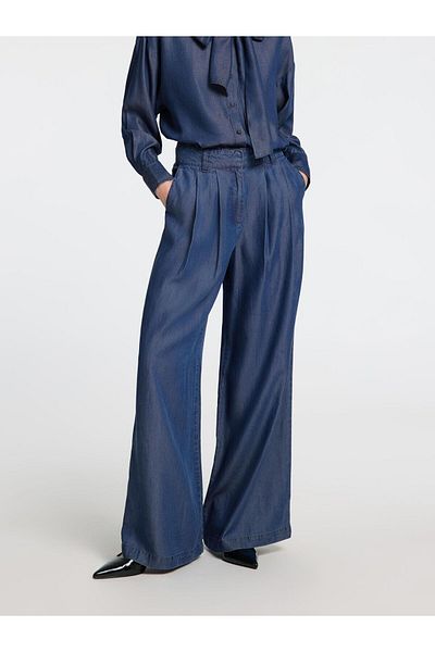 Selected Femme Hose mit weitem Bein Chambray