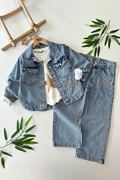 Minigimin Cicileri Set de 3 piese pentru fete, blugi cu detaliu de prelucrare...