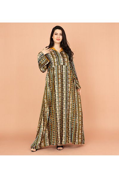 IKKXA Elegant Patterns Collared Jalabiya