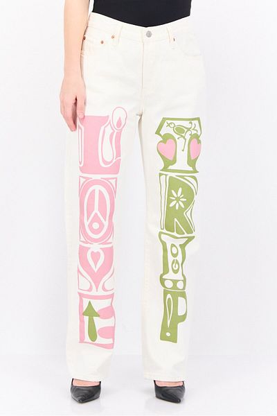 Levi's Women Regular Fit Graphic Print Non Stretchable Denim, White