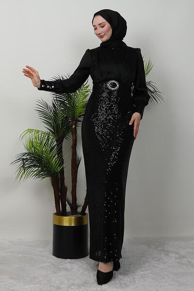 giz astore Asalet Tesettür Abiye Siyah