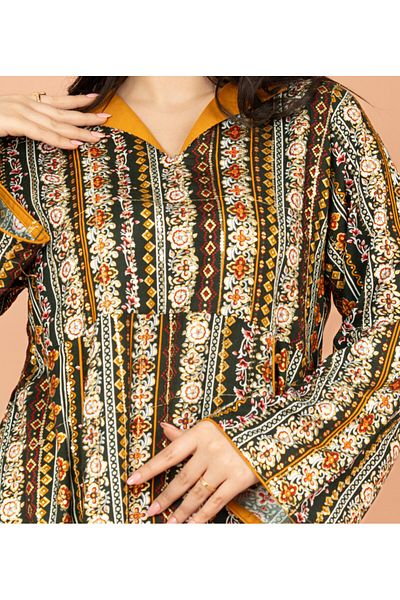 IKKXA Elegant Patterns Collared Jalabiya