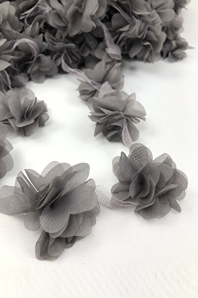 Hobigram Koyu Gri Gül Lazer Kesim Gül Süsleme Paketleme Malzemesi 10 Adet Org...