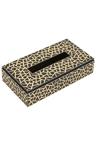 ALSAIF Wood Tissue Box 23.5 X 12.5 X 6 Cm Gilded Brown