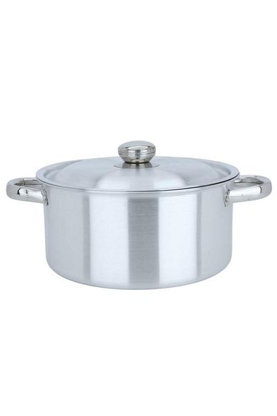 ALSAIF Aluminum Pot With Lid And Handles 24 Cm Round Silver