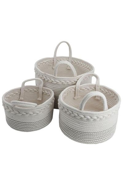 ALSAIF Cotton Baskets Set 3 Pieces White