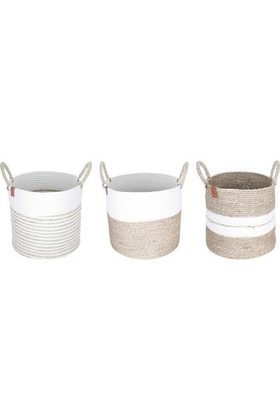 ALSAIF Wicker Basket Set 3 Pieces Beige