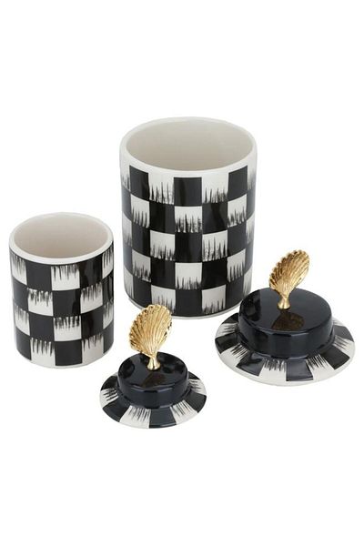 ALSAIF Alif Porcelain Vase Set 2 Pieces 20/25 Cm White Black
