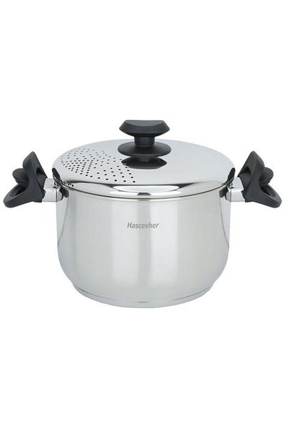 ALSAIF Hascevher Black Steel Pot 5 Liters 22 Cm Turkish Silver