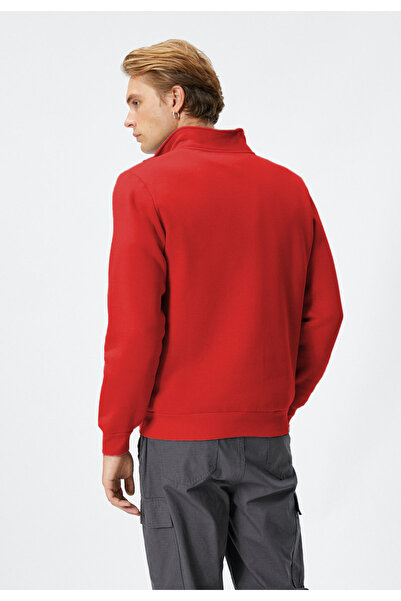 CMZ COLLECTİON Unisex Relax Fit Rahat Kesim Dik Yaka Sweatshirt Pamuklu Içi Polarlı Yarım Fermuarlı