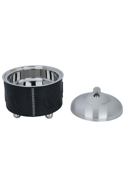 ALSAIF Steel Food Warmer 30 X 30 X 33 Cm 3 Liter Round Double Bowl Black