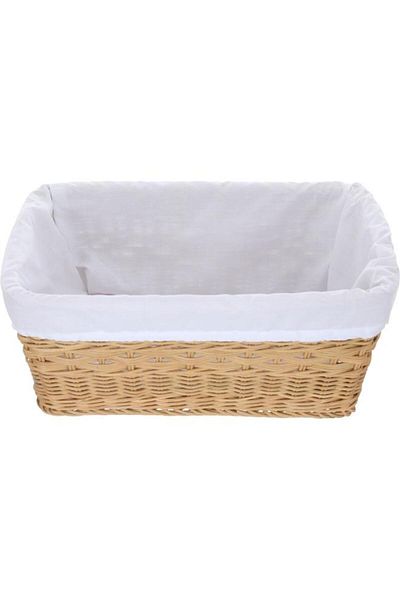 ALSAIF Wicker Basket 36X25X14.3 Cm Rectangular With White Brown Fabric