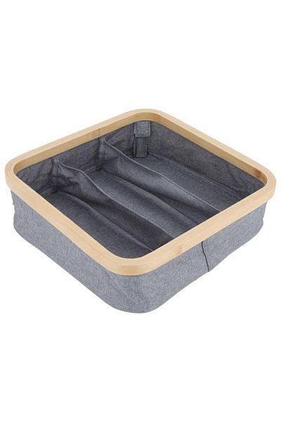 ALSAIF Fabric Storage Basket 13X13X20 Cm Foldable Square Gray