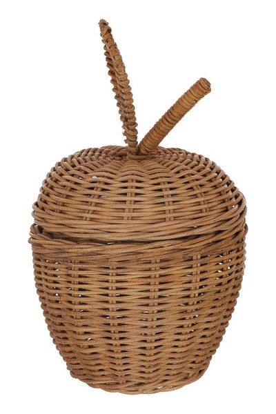 ALSAIF Wicker Basket 18 X 18 X 28.4 Cm Oval Leaf Lid Brown