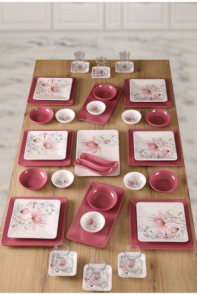 ColorCraft Raspberry Breakfast Set 41 Pieces for 6 People