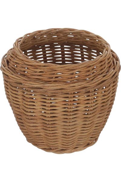 ALSAIF Wicker Basket 18 X 18 X 28.4 Cm Oval Leaf Lid Brown