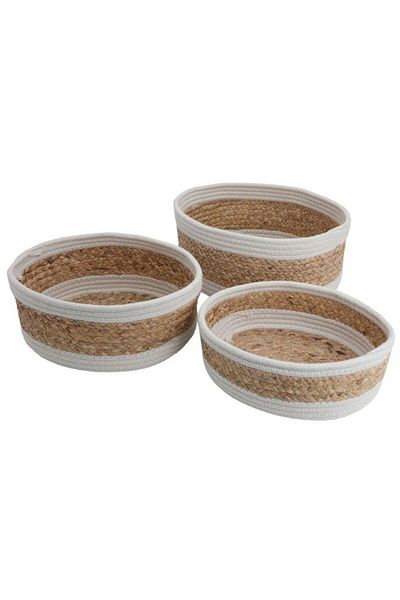 ALSAIF Cotton Baskets Set 3 Pieces Beige White