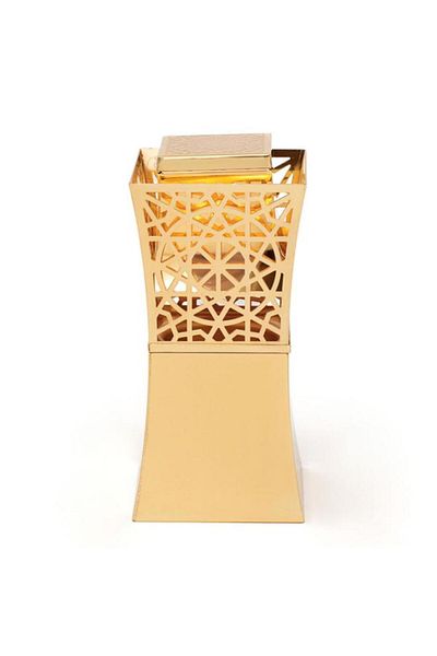 ALSAIF طقم مبخرة من الفولاذ مع قاعدة وصندوق بخور 10×10×20 سم ذهبي