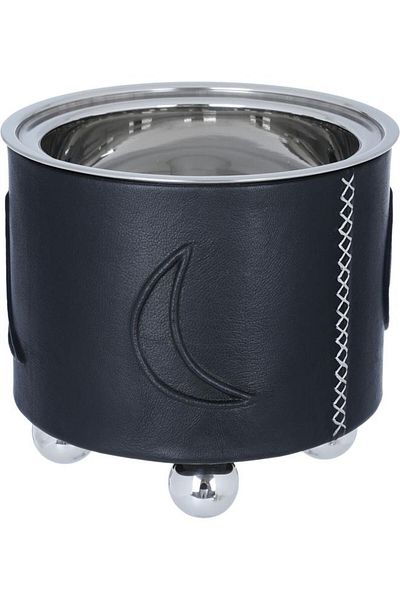 ALSAIF Steel Food Warmer 23 X 23 X 30 Cm Round Double Bowl Crescent Pattern Small Black