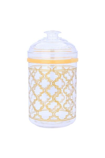 ALSAIF Plastic Spices Box Circular Golden Transparent Embossed
