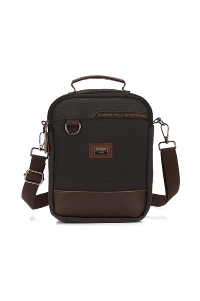 Newish Men's Canvas Fabric Hand and Shoulder Bag - Black
