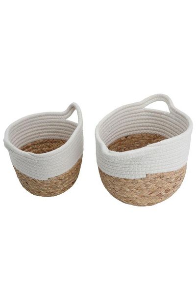 ALSAIF Wicker Baskets Set 2 Pieces White