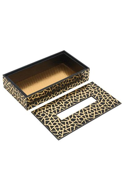 ALSAIF Wood Tissue Box 23.5 X 12.5 X 6 Cm Gilded Brown
