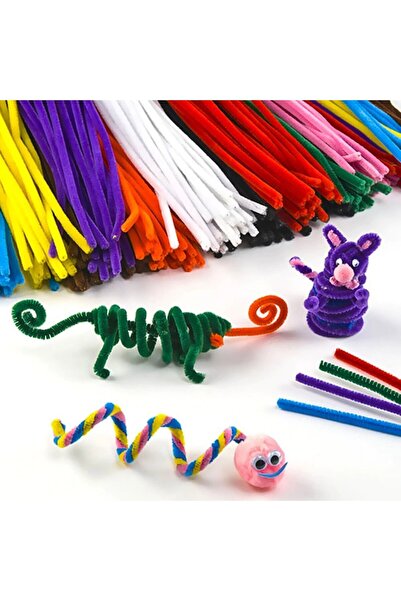 Dünya Magnet 50 Adet, 30 cm Renkli Şönil  Tüylü Tel , Eğitici Şönil Seti, Pel...