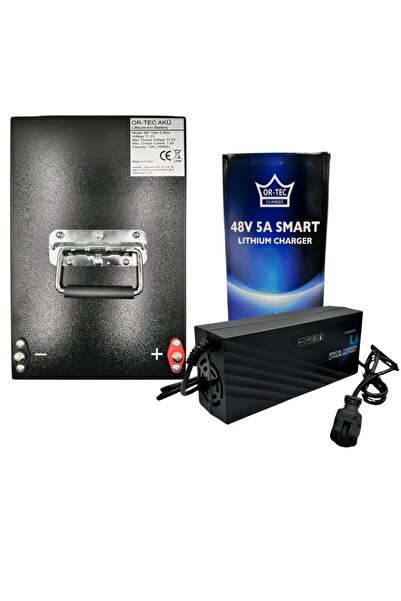 ORTEC 48v 15ah(14 AH UYUMLU) Lityum Lifepo4 Elektrikli Motosiklet Aküsü - 48v 5a Lityum Şarj Cihazı Seti