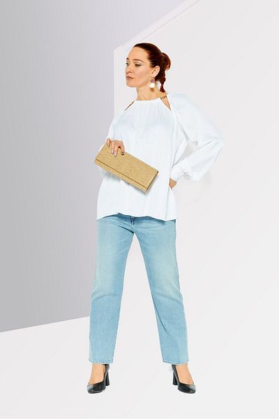 Michael Kors Women Round Neck Long Sleeves Plain Blouse, White