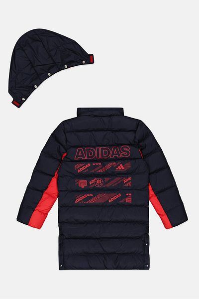 adidas Kids Boy Long Sleeve Quilted Sportswear Jacket, Navy/Red
